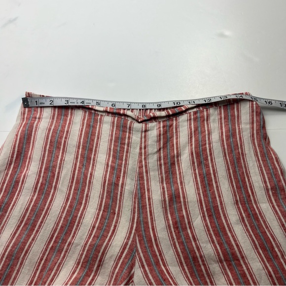 Bryn Walker Ella Red White Striped Wide Leg Cropped Linen Pant Womens Size Small - Picture 5 of 13